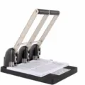 Heavy-duty 3-hole puncher with 150-sheet capacity, black and beige office stationery - 953 [3-Hole 108mm Pitch]