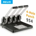 Heavy duty 4-hole paper puncher with 150 sheets capacity and labor-saving handle design. - 954 [4-Hole 108mm Pitch]