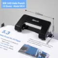 Heavy duty 2-hole metal paper puncher, office desktop manual hole punch for A4 paper. - 10-Page Pack / Black