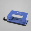 Heavy duty metal 2-hole paper puncher with 80mm spacing and 6mm hole diameter in blue. - 10-Page Pack / Blue