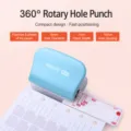 Mini multi-hole puncher loose-leaf paper binder manual puncher for office stationery items. - Light Blue