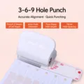 K-trio multi-hole paper punch for loose-leaf notebook binding, white office stationery tool. - White