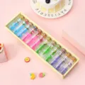 Mini lot de bouteilles en verre avec pompons colorés et fleurs artificielles détail - A12-2 Fleurs et lune