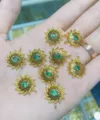 Teufelsauge Anhänger 14k vergoldet grüner Zirkon Sonnenstrahl Halskette Schmuck Zubehör - 16*17mm / Grün