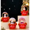 Christmas Glowing Snow Globe Ornament Santa Sleigh Festive Desktop Decoration Variant - 2388# Christmas / Style 45 Red Floral