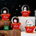 Christmas Santa snowman mini snow globe resin ornament gift desktop holiday decorations - No. 45 Glowing with Snowflakes / Christmas Sleigh