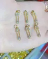 14k gold plated micro pave cubic zirconia safety pin pendant charms jewelry accessories set - Paper Clip