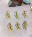 14k gold plated micro-pave cubic zirconia leaf shape charms jewelry pendants set of 6 - Leaf