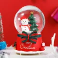 Christmas snow globe music box with cute snowman and tree, festive desktop decor gift. - 4331 Snowman and Tree