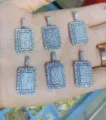 Micro pave zircon iced out rectangular pendant set for hip hop jewelry fashion styles main view - Rectangle