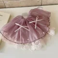 Elegant purple French style lace ruffle bow ponytail claw clip for women hair - Dusty Pink