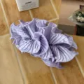 Elegant lilac purple pleated satin banana hair clip with white pearl accents for women - Purple