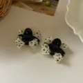 Lot de 2 mini pinces à cheveux douces avec nœud à pois pour les franges et cheveux - Style Blanc / Blanc