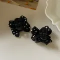 Paire de mini-pinces à cheveux nœud à pois noirs pour le coiffage de la frange - Style Noir / Noir