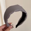 Elegant grey fabric wide padded headband for a minimalist and stylish daily hair accessory - Gray