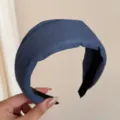 Simple blue fabric wide headband for women elegant hair accessory - Blue