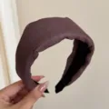 Minimalist dark brown wide fabric headband for high cranial top hairstyle look - Brown