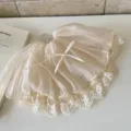 Elegant cream lace bow skirt hair claw clip for romantic French style ponytail styling - Beige