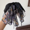 Elegant French style black mesh floral bow hair clip for women fashion accessories - Floral Black