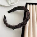 Elegant leopard print braided headband with black beads for sophisticated hair styling - Braided Beaded Style / Leopard Coffee