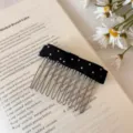 Korean style black polka dot bow hair comb accessory for elegant princess hairstyles - Bow / Black