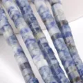 Gemstone crystal right-angle disc loose beads detail view, perfect for DIY jewelry making. - Blue and White