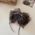Fairy style watercolor mesh bow hair clip in gradient brown finish - Greenish Brown