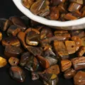 Tiger eye stone gemstone irregular chip beads detail view for DIY handmade jewelry bracelets. - 5-8mm / 12