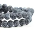 Close-up detail shot of black weathered agate round beads, perfect for DIY jewelry making. - 6mm/Approx 60pcs / 2
