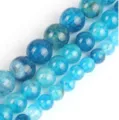 Perles rondes en agate craquelée bleue perles en pierre pour fabrication de bijoux DIY. - 10mm (37 Perles) / Bleu