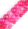 Perles rondes en agate craquelée rose en vrac pour fabrication de bijoux bracelet DIY - 10mm (37 Perles) / Rose
