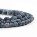 Weathered agate loose beads detail shot, dark grey cracked texture DIY bracelet accessories. - 8
