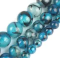 Perles agate bleue craquelée rondes en vrac semi finies bricolage bracelet fabrication - 10mm (37 Perles) / Cristal craquelé bleu
