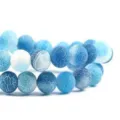 Blue cracked agate round beads semi-finished DIY jewelry accessories bracelet making - 12