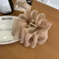 Pince à cheveux élégante en résille plissée couleur champagne pour un style sophistiqué - Kaki (Filet Surjeté) (260403)