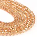Detailed close-up of AB color crystal rondelle beads, perfect for DIY bracelets and necklaces. - 4mm (90 Pieces) / Gold