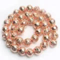 Rose gold electroplated lava stone beads round loose beads for DIY bracelet jewelry making. - 6mm/approx. 63 beads / Rose Gold