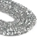 Crystal faceted rondelle beads DIY handmade bracelet necklace jewelry making accessories - 4mm (90 Pieces) / Silver Gray
