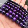 Purple tiger eye stone round beads semi-finished gemstone jewelry DIY bracelets making accessories - 6mm / Purple Tiger Eye
