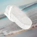 White volcanic pumice stone foot scrubber for dead skin and callus removal, sandal shaped tool. - Small Round