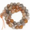 Faceted gemstone beads close up detail, natural stone round loose beads for DIY jewelry making. - 28