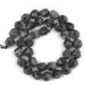 Close-up detail of dark grey faceted stone loose beads, perfect for DIY handmade jewelry crafting. - 30