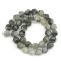 Faceted grey-green gemstone loose beads, diamond cut semi-finished DIY bracelet jewelry. - 32
