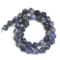 Faceted gemstone beads strand dark blue stone loose beads for DIY jewelry making craft. - 34