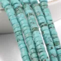 Turquoise stone loose beads 2x4mm flat round disc spacer beads for DIY bracelet jewelry making. - Blue