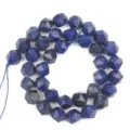 Natural lapis lazuli diamond cut loose beads semi finished DIY jewelry making supplies. - 17