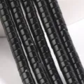 2x4mm Black Gemstone Disc Beads, Cylindrical Spacer Beads for DIY Bracelet Jewelry Making. - Black