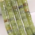 2x4mm green jade stone rondelle loose beads for DIY bracelet jewelry making, 1 strand - Green with Yellow-Brown