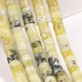 Natural stone rondelle loose beads 2x4mm gemstone disc spacer beads for DIY jewelry making bracelet crafting - Yellow-Green
