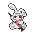 Dark aesthetic nurse bunny enamel pin featuring a red syringe and heart bandage details - Dark Gothic Devil Rabbit (QHXZ6844)